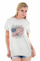American Flag USA Patriotic United States Adult Short Sleeve Crew T Shirt