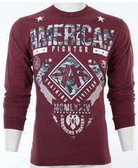 American Fighter Mens Long Sleeve Shirt LANDER Burgundy Premium S-3XL