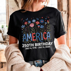 250th Anniversary Shirt 4th of July Flower USA Independence Day Patriotic Tee
