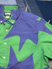 Billionaire Boys Club Shirt Mercury SS Woven Green Blue Button Down Large BBC