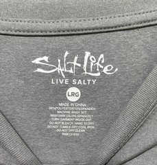 Salt Life SLX Gray Graphic Print Pocket Long Sleeve Crew Neck T-Shirt Men’s L