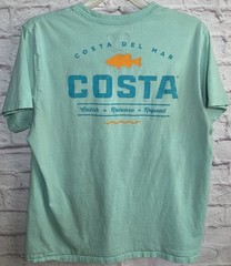 Costa Del Mar T-Shirt Mens Size XL Light Blue Crew Neck Short Sleeve Cotton Knit