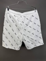CK Calvin Klein Mens White Logo Monogram All Over Print Sweatshorts Size M