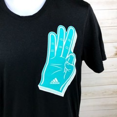 Adidas Ultimate Tee Mens Shirt Size Medium Black Teal 3 Stripes TShirt EUC A5204