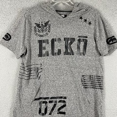 Ecko Unltd Hooded T Shirt Mens Size L Short Sleeve Logo Pullover Pocket Hip Hop