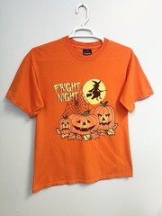 Vintage 90s Halloween Fright Night T Shirt Witch Spooky Jack O Lantern Large