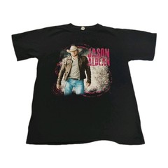 Anvil Jason Aldean Mens Medium 2012 Tour Black Tshirt Music Double Sided Graphic