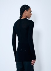 Rick Owens Rib Long Sleeve T-Shirt Silk Viscose Crewneck Size Large (RU01E5250)