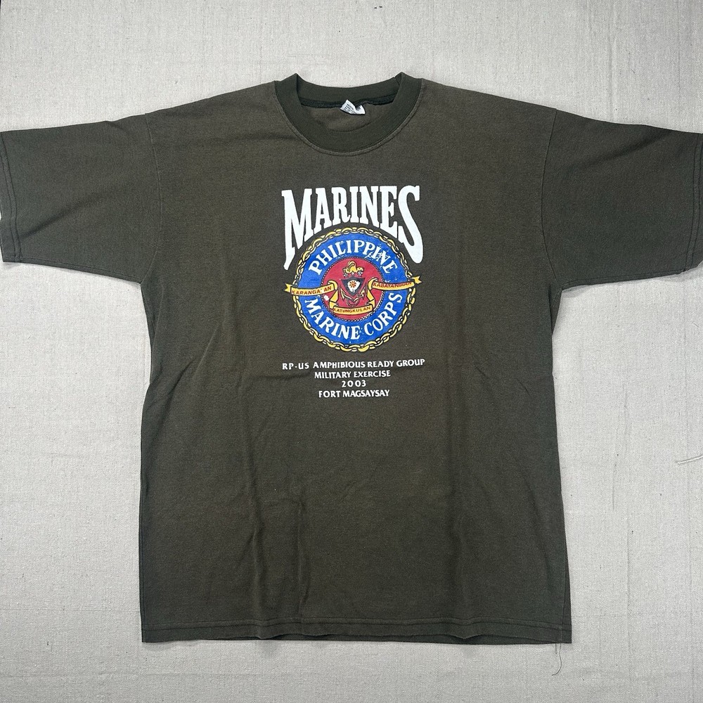 Vintage Marines T Shirt Usmc Philippines Olive T Shirt Green