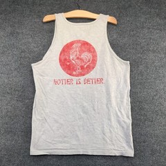 Sriracha Sauce Men’s Hotter Is Better Tank Top Sleeveless Gray L Straight Hem