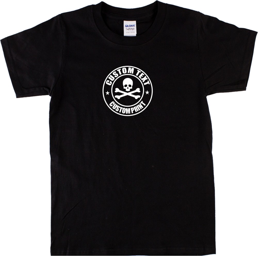 Custom Print Skull Logo T-Shirt – Rocker, Rockabilly, Punk, Various Colours