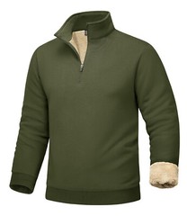 Mens Quarter Zip Sherpa Lined Sweatshirts Fleece Heavyweight Pullover Warm Shirt