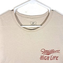 Miller High Life Beer Graphic Tshirt Mens L Short Sleeve Crew Neck Beige Cotton