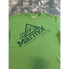 Marmot Mens Green Graphic T-Shirt Organic Cotton Mountain Logo Size Large