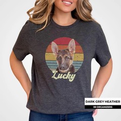 Custom Pet Portrait Retro Sunset Comfort Tee Personalized Dog Cat Pet Lover