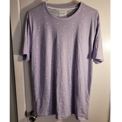 Denim & Flower Seagull Print T-Shirt Sz M Lavender Pastel Bird Dadcore Hipster