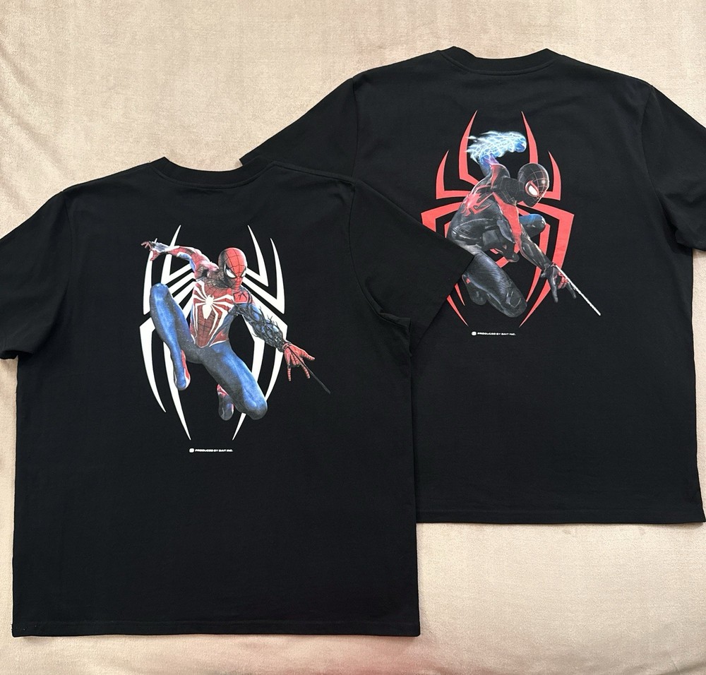 XL BAIT Marvel Spider-Man 2 PS5 Insomniac Games Miles Morales Peter Parker Shirt