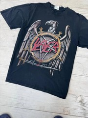 Vintage Slayer T Shirt 90s Rock Band Distrissed Men Size L black