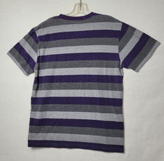 Zoo York T-Shirt Mens Large Purple Gray Striped V-Neck Cotton Poly Blend casual