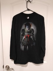 IT Pennywise Clown You’ll Float Too Size Large L/S T Shirt Stephen King Movie
