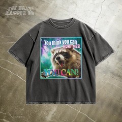 Funny Y2K Raccoon Distresed T-shirt, You Think You Can Hurt Me Unisex Tee