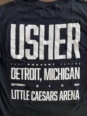 USHER 2024 Past Present Future Tour Shirt Black | Large Concert Tee | Detroit MI