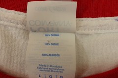 Port & Co Core Cotton Adult Large White Red Contrast Short Sleeve T-Shirt New