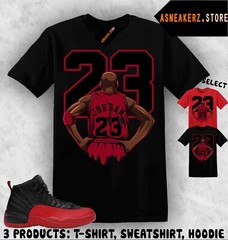 Shirt To Match AJ 12 Flu Game Sneaker Matching Tee MJ Back 23 T-Shirt