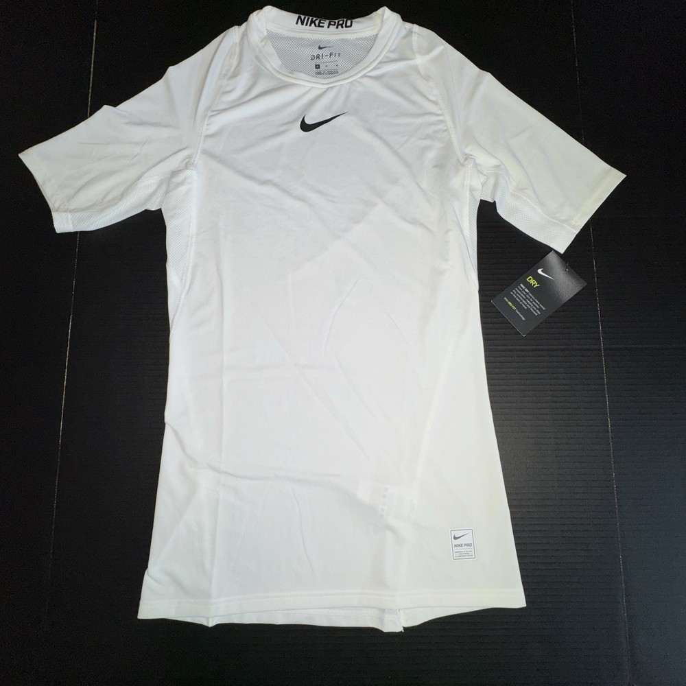 Nike Pro Compression T-Shirt Mens M White Swoosh Tight Training Nike Dri-Fit