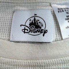 DISNEY Waffle Knit Thermal Long Sleeve Shirt Mens XL Cream Mickey Mouse Logo