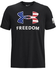 Under Armour Mens UA Freedom Flag Logo T-Shirt Sz Medium Black USA Patriotic Tee