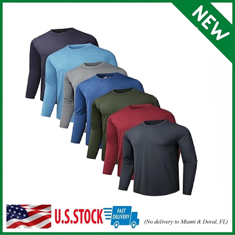 7 Pack Long Sleeve Shirts for Men Moisture Wicking Sun Protection UV UPF SPF …