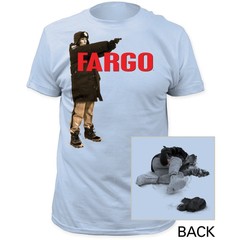 Fargo Mens T-Shirt – Officer Shooting Front Dead Body Back Image