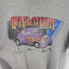 Vtg Fruit Of The Loom Hot August Nights 2001 15th Anniversary T-Shirt Gray XL