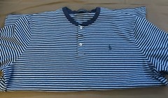 Polo Ralph Lauren Featherweight Mesh Striped 3-Button Henley Tee XXL Blue