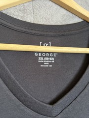George Men’s Black V-neck Soft Short Sleeve Stretch T-shirt Size 2XL (50-52) NEW