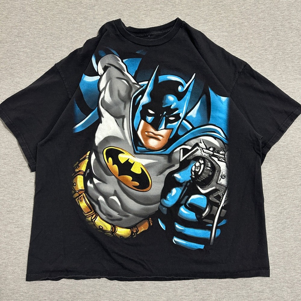 Y2K 2009 Batman DC Comics Large Graphic T-Shirt Black Mens 2XL XXL