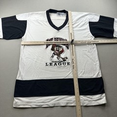 Vintage Looney Tunes Taz Hockey Jersey Shirt Mens Large White Ice Devils 90s
