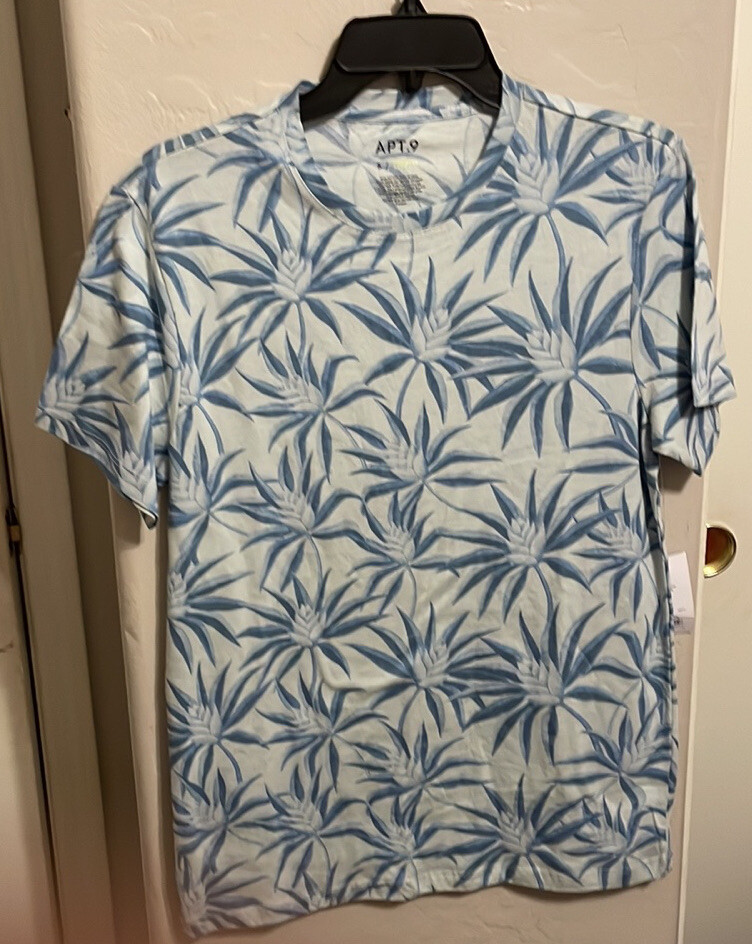 Mens Floral Premier Flex Cotton Tshirt 18” P2P 27” Length Small Orig $24