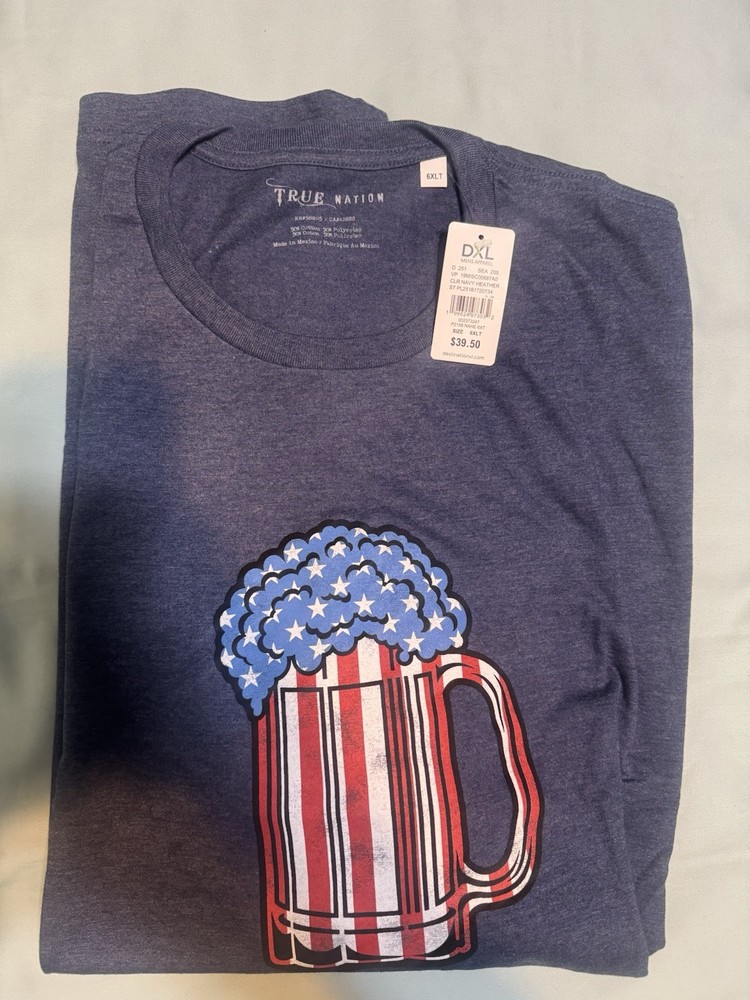 True Nation Beer American Flag Graphic tee DXL- 6XLT NWT