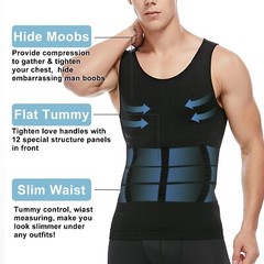 3 Pack Men’s Compression Shirt Slimming Body Shaper Vest Tummy Control Shapewear
