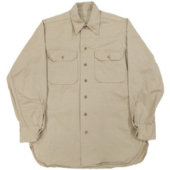 Vintage 50s Military Utility Work Shirt Mens 15-34 (Fits M), Khaki Twill, Korea