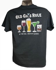 Old Guys Rule Heather Blue Double Graphic Novelty T-Shirt Medium Stretch Relax