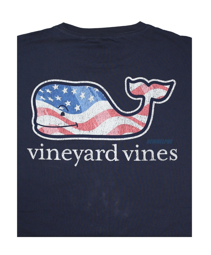 NWT Vineyard Vines Men SS Pocket Crew Tee T-Shirt “AMERICANA FLAG WHALE EDITION”