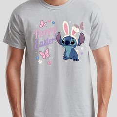 Unisex Blue Alien Hoppy Easter Bunny Butterflies Graphic Cotton Spring T-Shirt