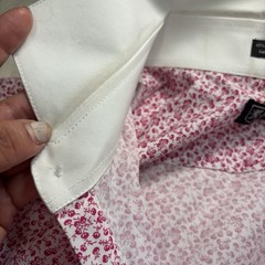 Stacy Adams Shirt XXL , White W Pink Flowers, White Collar,18 1/2 (34/35) ,pics
