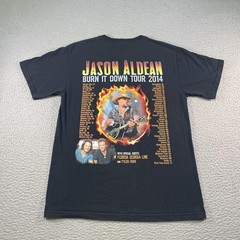 Jason Aldean Burn It Down Tour Shirt Mens Medium Black 2014 Country Music Fire