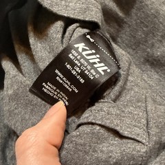 KUHL Shirt Mens Med Gray Crew Wildfibre Organic Long Sleeve Zip Pocket