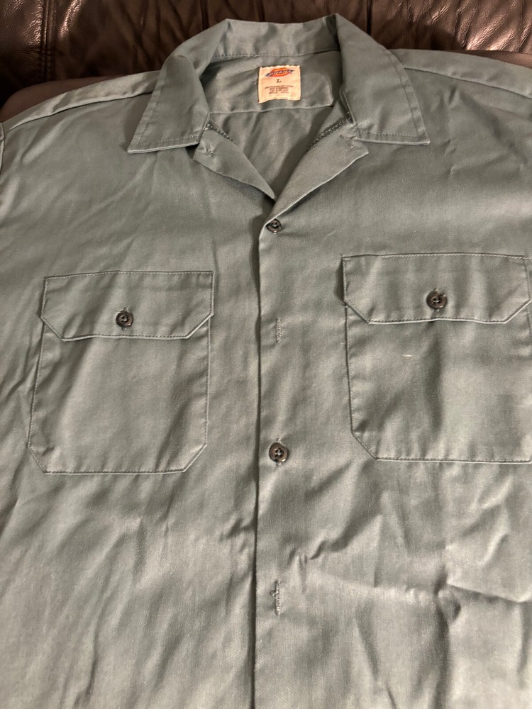 Dickies Button up work shirt perfect mint pockets L Green long sleeve