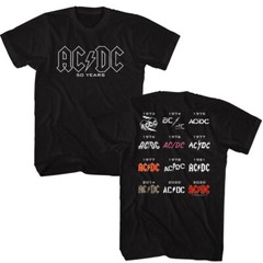 ACDC Music New T-Shirt Angus 50 Years Of Music 2 Side Rock N Roll Black Cotton